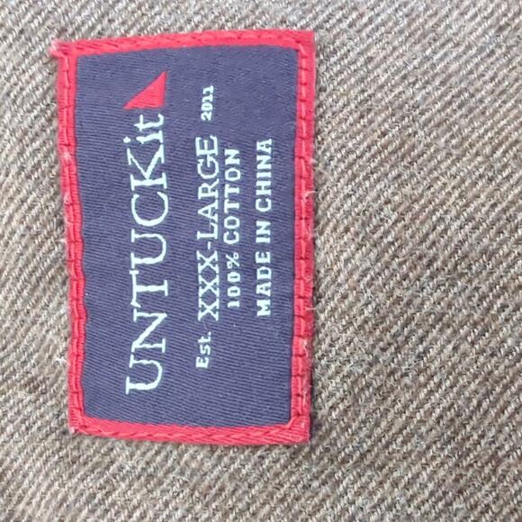 UNTUCKit Mens Button Down Shirt Brown XXXL 3X 100% Cotton Mid-Weight - Picture 2 of 6